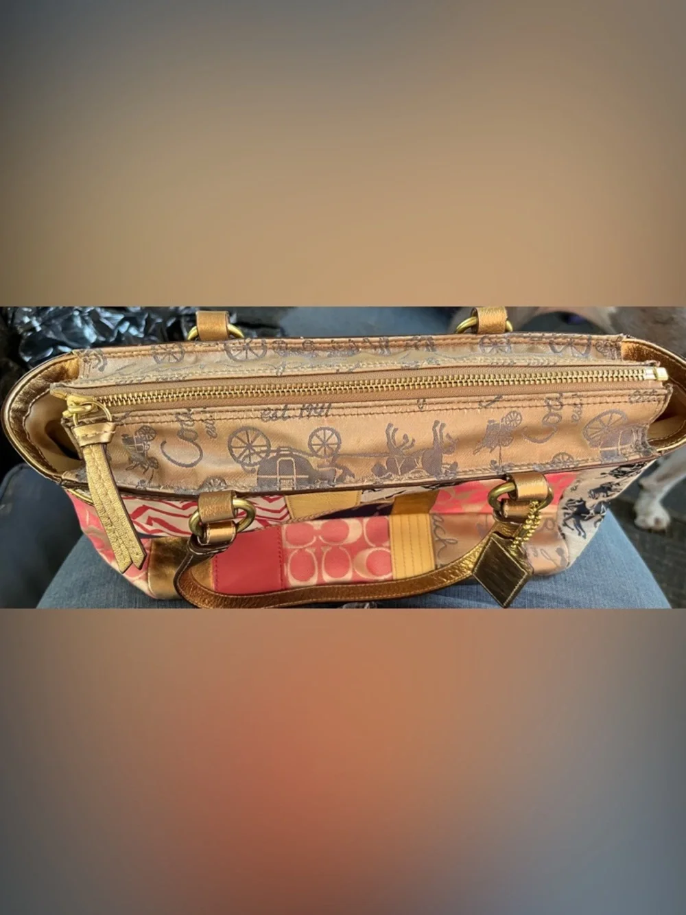 Coach Patchwork Shoulder Bag in Pink, Blue and Gold Metallic - Picture 9 of 9